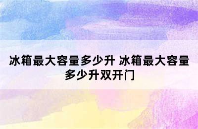 冰箱最大容量多少升 冰箱最大容量多少升双开门